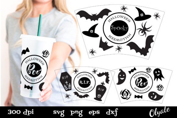 24 OZ Cold Cup Wrap SVG: Halloween Graphics for Crafts