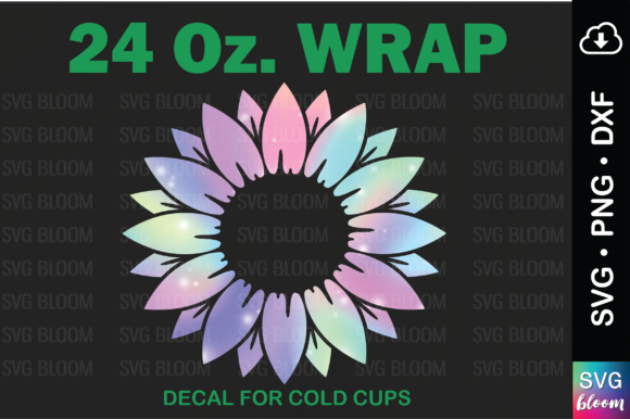 24oz. Full Wrap Tumbler Sunflower SVG Graphics