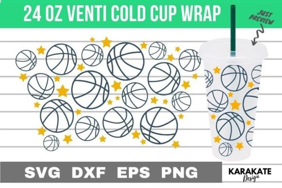 Basketball Line Venti Cup Wrap SVG: Graphics for Crafts