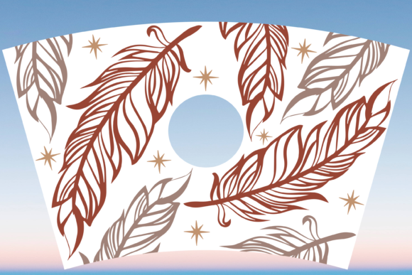 Boho Feather Starbucks Cup Wrap SVG: Graphics & Print Templates