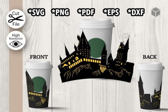 Castle Cup Wrap SVG for 16 Oz Hot Cups