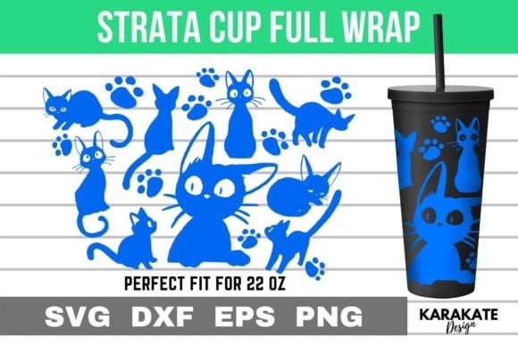 Cats, 22 Oz Strata Cup Wrap SVG: Graphics for Crafts