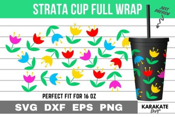 Cute Flower, 16 Oz Strata Cup Wrap SVG