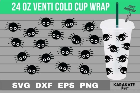 Cute Spider 24 Oz Venti Cup Wrap SVG for Crafts & Graphics