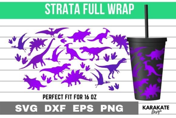 Dinosaur, 16 Oz Strata Cup Wrap SVG: Graphics for Crafts & Branding