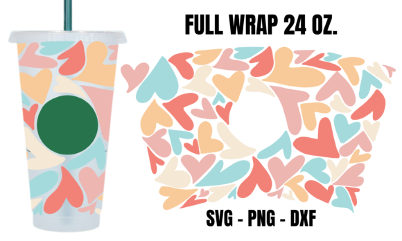 Full Hearts Starbucks Cup Wrap SVG: Graphics for Crafts & Branding