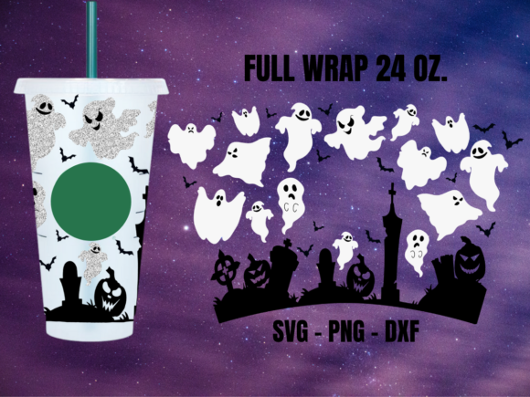 Ghost Starbucks Cup Wrap SVG: Graphics for Crafts-Driven Branding