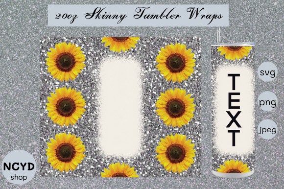 Glitter Sunflower Tumbler Wrap Svg for Graphics and Crafts
