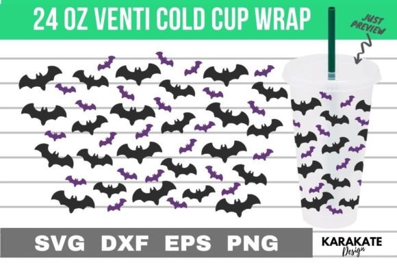 Halloween Bat 24 Oz Venti Cup Wrap SVG: Graphics for Crafts & Campaigns