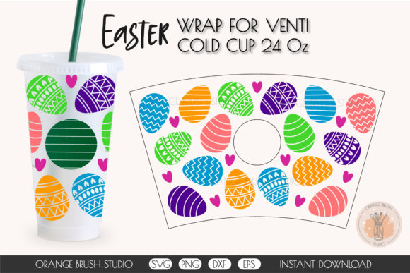 Happy Easter Eggs Cold Cup 24oz SVG Wrap: Graphics & Crafts