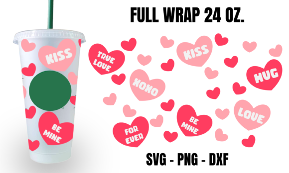 Hearts Saying Starbucks Cup Wrap Svg