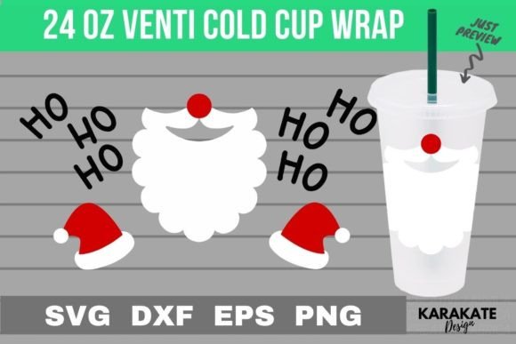 Hohoho Santa 24 Oz Venti Cup Wrap SVG: Graphics for Crafts and Content