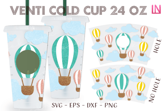 Hot Air Balloon Venti 24 Oz Cup Wrap SVG Graphics