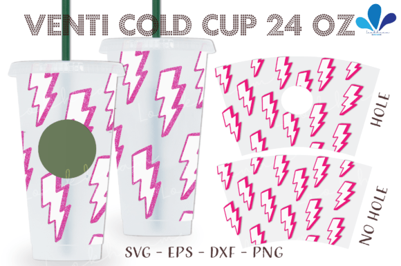 Lightning Bolts Venti Cup Wrap SVG Layer