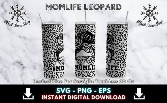 Mom Life Leopard Tumbler Wrap Svg Graphics