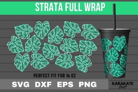 Monstera, 16 Oz Strata Cup Wrap SVG: Graphics for Crafts and Branding