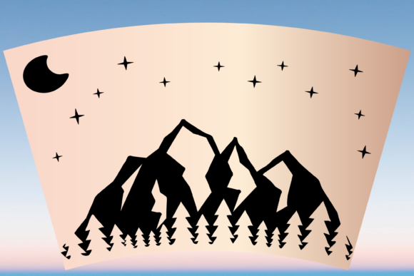 Mountain Forest Starbucks Cup Wrap SVG: Graphics & Print Templates