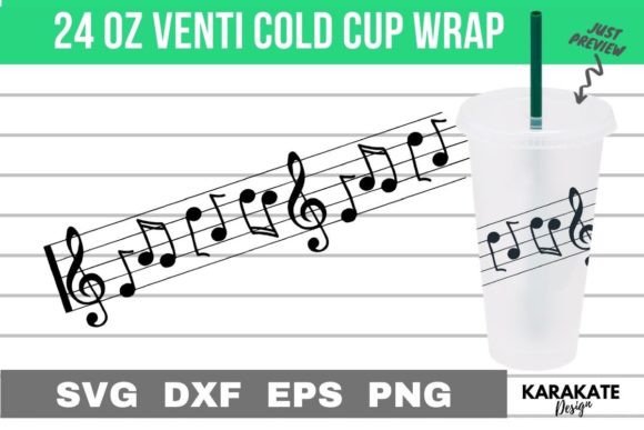 Music Notes Venti Cup Wrap SVG: Graphics for Crafts