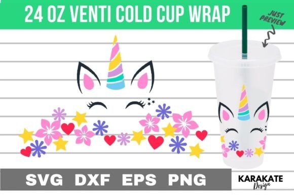 Pastel Unicorn Venti Cup Wrap SVG: Graphics for Crafts