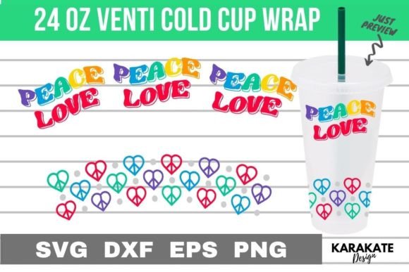 Peace Heart Venti Cup Wrap SVG