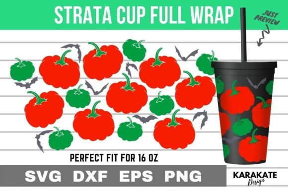 Pumpkin Bat, 16 Oz Strata Cup Wrap SVG: Graphics and Crafts for Local Business
