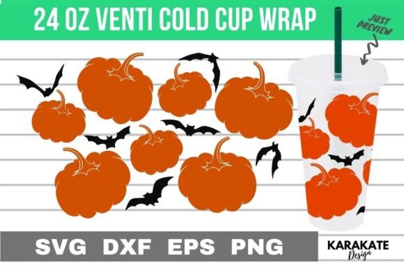 Pumpkin Bat 24 Oz Venti Cup Wrap SVG: Graphics and Crafts for Content Publishing