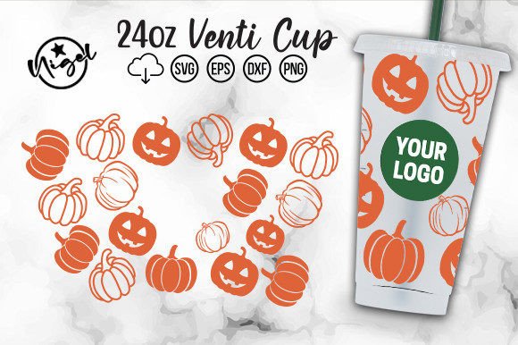 Pumpkin Halloween Cold Cup Wrap SVG Graphics