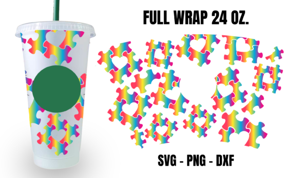 Puzzle Heart Starbucks Cup Wrap SVG: Graphics for Crafts Projects