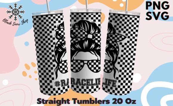 Race Life Messy Bun Tumbler Wrap Svg Graphics