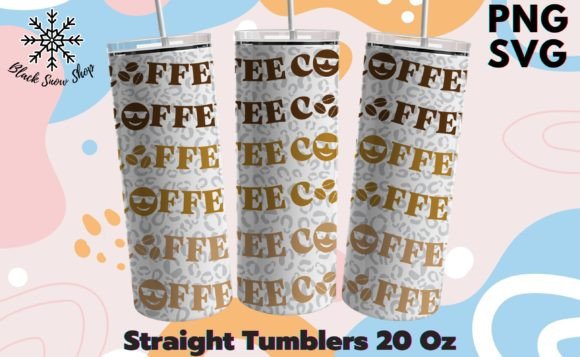 Retro Coffee Leopard Tumbler Wrap SVG: Graphics & Illustrations