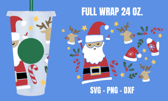 Santa Christmas Starbucks Cup Wrap SVG: Graphics for Crafts