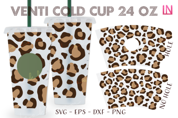 Seamless Leopard 24Oz Venti Cup Wrap SVG: Graphics for Crafts & Branding