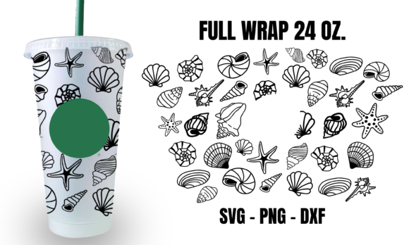 Seashell Starbucks Cup Wrap Svg for Graphics and Crafts