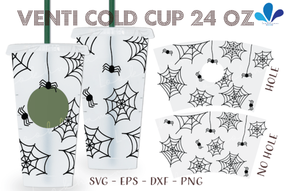 Spider Web Halloween Venti Cup Wrap SVG for Crafts