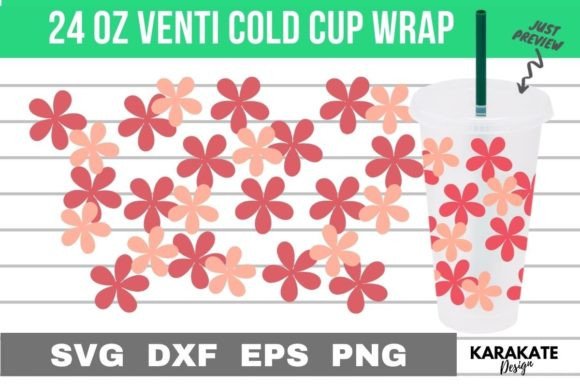 Spring Pink Venti Cup Wrap SVG: Graphics for Crafts & Local Branding