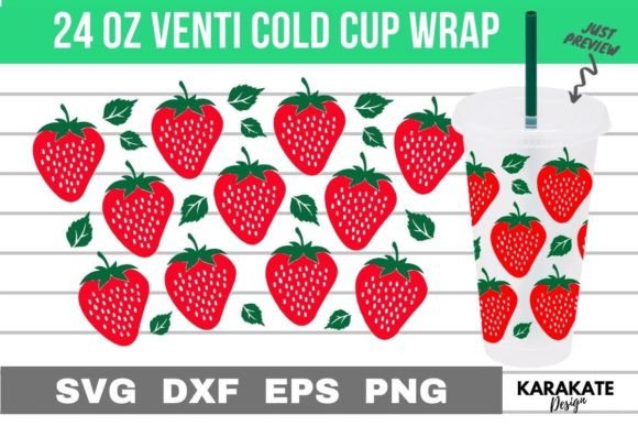 Strawberry Venti Cup Wrap SVG for Crafts & Graphics