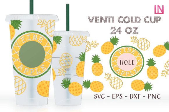 Summer Pineapple Venti Cold Cup Wrap SVG: Graphics for Crafts