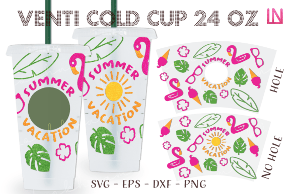 Summer Vacation Venti 24 Oz Cup Wrap SVG