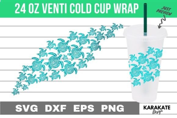 Turtles Wave Venti Cup Wrap SVG