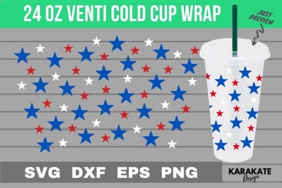 USA Star Venti Cup Wrap SVG: Graphics for Crafts