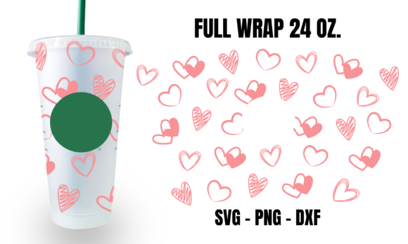 Valentine Pink Starbucks Cup Wrap SVG: Graphics for Crafts
