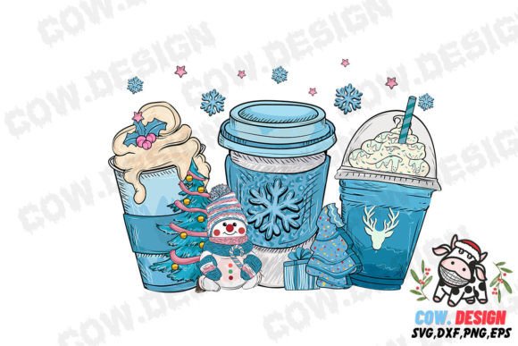 Winter Christmas Coffee Cup Cake SVG for Crafts & Graphics