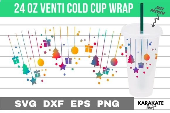 Xmas Ornament 24 Oz Venti Cup Wrap SVG